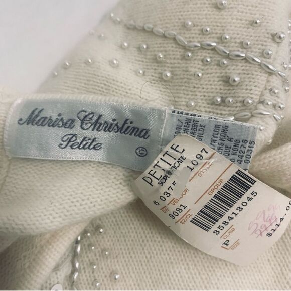 Marisa Christina Cream Sweater with Sequin Details Vintage Romantic Bridal - Picture 15 of 15